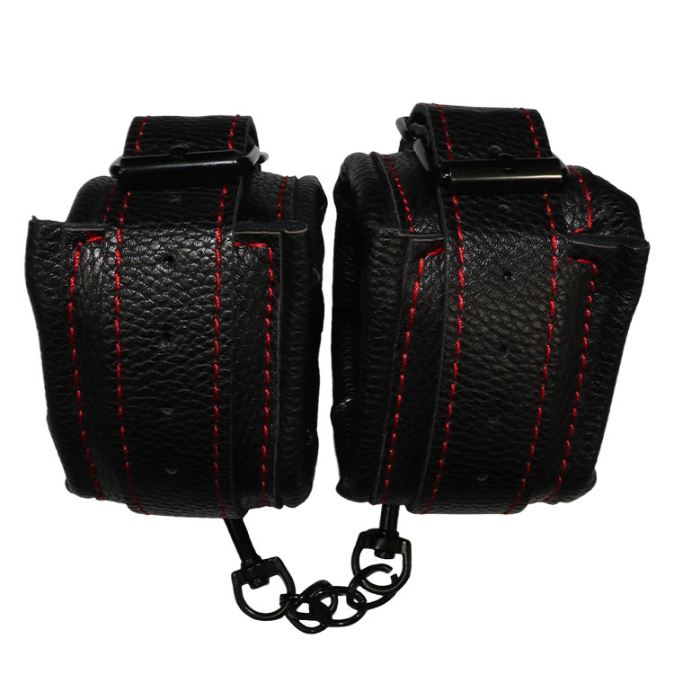 Black Genuine Leather Cuffs - Image 3